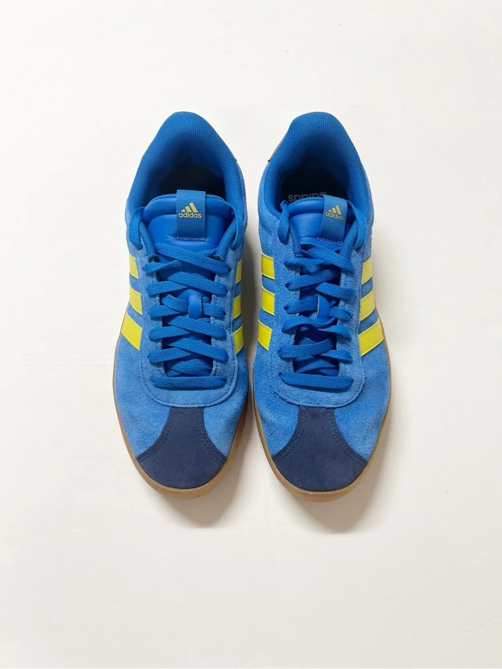 Adidas Mens Bright Royal Blue Sulfur Yellow Suede VL Court 3.0 Trainers Size 10
